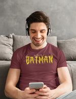 Batman Men Regular Fit Tshirt 180 Maroon Regular Fit Tshirt - Premium Cotton Men Wear