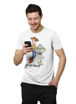 Woody And Buzz Friends Forever Men Oversized 180 White Oversized - Premium Cotton Men Wear