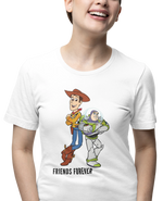 Woody And Buzz Friends Forever Women Oversized 240 White Oversized - Premium Cotton Women Wear