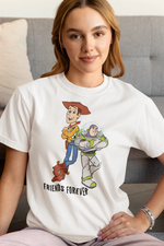White Regular Fit Tshirt - Woody And Buzz Friends Forever Women Regular Fit Tshirt 180 Design | Women Fashion