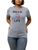 Music Is My Life Women Regular Fit Tshirt 180 Gray Regular Fit Tshirt - Premium Cotton Women Wear