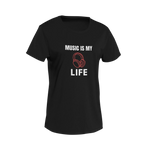 Women Regular Fit Tshirt - Music Is My Life Women Regular Fit Tshirt 180 Black | Fullmoon Styles