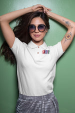 White Polo Shirt - Chess Women Polo Shirt 220 Design | Women Fashion