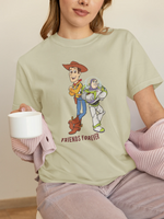 Woody And Buzz Friends Forever Women Oversized 210 Sage Green Oversized - Premium Cotton Women Wear