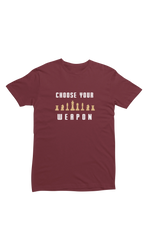 Women Regular Fit Tshirt - Chess Choose Your Weapon Women Regular Fit Tshirt 180 Maroon | Fullmoon Styles