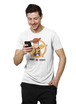 Toy Story Woody Sheriff Men Oversized 240 White Oversized - Premium Cotton Men Wear