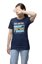 Rock N Roll With Music Women Oversized 210 Navy Blue Oversized - Premium Cotton Women Wear
