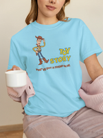 Toy Story Woody Women Regular Fit Tshirt 180 Sky Blue Regular Fit Tshirt - Premium Cotton Women Wear