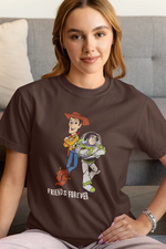 Brown Oversized - Woody And Buzz Friends Forever Women Oversized 210 Design | Women Fashion