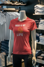Red Regular Fit Tshirt - Music Is My Life Women Regular Fit Tshirt 180 Design | Women Fashion