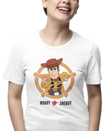 Toy Story Woody Sheriff Women Oversized 180 White Oversized - Premium Cotton Women Wear