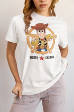 Toy Story Woody Sheriff Women Regular Fit Tshirt 180 White Regular Fit Tshirt - Premium Cotton Women Wear