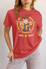 Toy Story Woody Sheriff Women Regular Fit Tshirt 180 Red Regular Fit Tshirt - Premium Cotton Women Wear