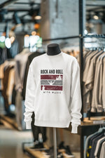 White Regular Fit Sweatshirt - Rock N Roll With Music Women Regular Fit Sweatshirt 320 Design | Women Fashion