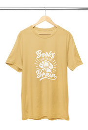 Books Food For Brain Men Regular Fit Tshirt 180 Beige Regular Fit Tshirt - Premium Cotton Men Wear