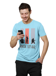 Comfortable Men Regular Fit Tshirt in Sky Blue - 180 GSM | Fullmoon Styles