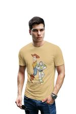Woody And Buzz Friends Forever Men Regular Fit Tshirt 180 Beige Regular Fit Tshirt - Premium Cotton Men Wear