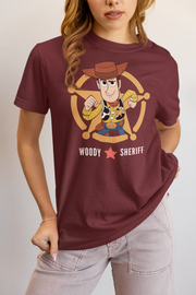 Toy Story Woody Sheriff Women Regular Fit Tshirt 180 Maroon Regular Fit Tshirt - Premium Cotton Women Wear