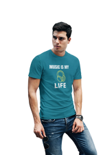 Music Is My Life Men Oversized 240 Teal Blue Oversized - Premium Cotton Men Wear
