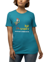 Toy Story Woody Women Oversized 240 Teal Blue Oversized - Premium Cotton Women Wear