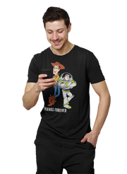 Woody And Buzz Friends Forever Men Oversized 180 Black Oversized - Premium Cotton Men Wear