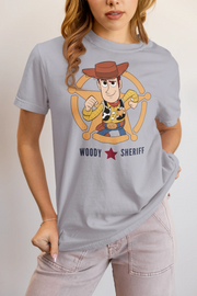 Toy Story Woody Sheriff Women Regular Fit Tshirt 180 Gray Regular Fit Tshirt - Premium Cotton Women Wear