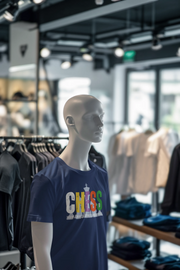 Navy Blue Regular Fit Tshirt - Chaos Checkmate Men Regular Fit Tshirt 180 Design | Men Fashion