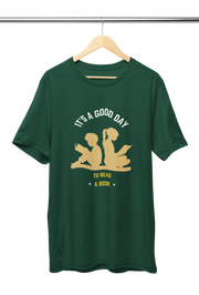 Women Regular Fit Tshirt - Good Day To Read Women Regular Fit Tshirt 180 Bottle Green | Fullmoon Styles