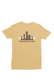 Chess Think Before You Move Men Regular Fit Tshirt 180 Beige Regular Fit Tshirt - Premium Cotton Men Wear