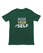 Men Regular Fit Tshirt - Push Yourself Men Regular Fit Tshirt 180 Bottle Green | Fullmoon Styles