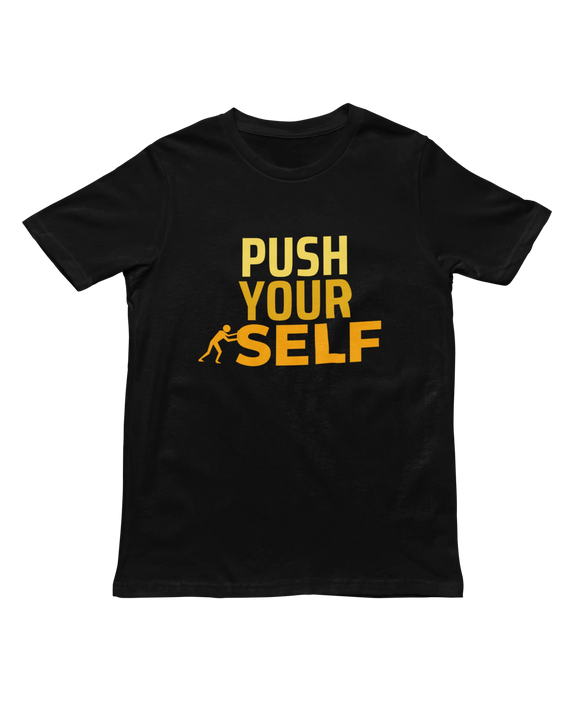 Men Regular Fit Tshirt - Push Yourself Men Regular Fit Tshirt 180 Black | Fullmoon Styles