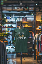 Women Regular Fit Tshirt - Push Yourself Women Regular Fit Tshirt 180 Bottle Green | Fullmoon Styles