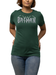 Batman Women Regular Fit Tshirt 180 Bottle Green Regular Fit Tshirt - Premium Cotton Women Wear