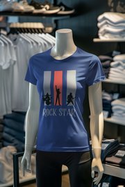 Royal Blue Regular Fit Tshirt - Rock Star Women Regular Fit Tshirt 180 Design | Women Fashion