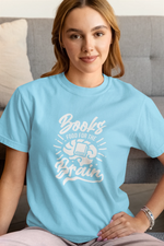 Women Regular Fit Tshirt - Books Food For Brain Women Regular Fit Tshirt 180 Sky Blue | Fullmoon Styles