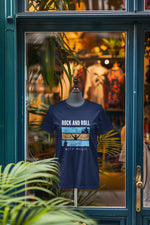 Navy Blue Regular Fit Tshirt - Rock N Roll With Music Women Regular Fit Tshirt 180 Design | Women Fashion