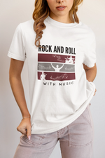 Rock N Roll With Music Women Regular Fit Tshirt 180 White Regular Fit Tshirt - Premium Cotton Women Wear