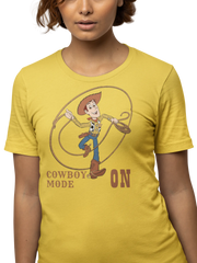 Woody Cowboy Mode On Women Regular Fit Tshirt 180 Yellow Regular Fit Tshirt - Premium Cotton Women Wear