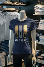 Navy Blue Regular Fit Tshirt - Rock Star Women Regular Fit Tshirt 180 Design | Women Fashion