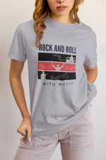 Rock N Roll With Music Women Regular Fit Tshirt 180 Gray Regular Fit Tshirt - Premium Cotton Women Wear