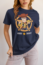 Toy Story Woody Sheriff Women Regular Fit Tshirt 180 Navy Blue Regular Fit Tshirt - Premium Cotton Women Wear