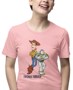 Woody And Buzz Friends Forever Women Oversized 240 Baby Pink Oversized - Premium Cotton Women Wear