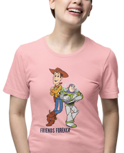 Woody And Buzz Friends Forever Women Oversized 240 Baby Pink Oversized - Premium Cotton Women Wear