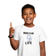 White Regular Fit Tshirt - Music Is My Life Kids Regular Fit Tshirt 180 Design | Kids Fashion
