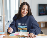 Rock N Roll With Music Women Regular Fit Sweatshirt 320 Navy Blue Regular Fit Sweatshirt - Premium Cotton Women Wear