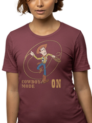 Woody Cowboy Mode On Women Regular Fit Tshirt 180 Maroon Regular Fit Tshirt - Premium Cotton Women Wear
