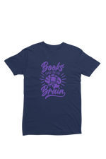 Men Regular Fit Tshirt - Books Food For Brain Men Regular Fit Tshirt 180 Navy Blue | Fullmoon Styles