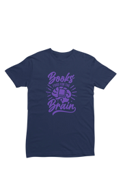 Men Regular Fit Tshirt - Books Food For Brain Men Regular Fit Tshirt 180 Navy Blue | Fullmoon Styles