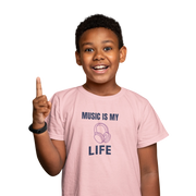 Kids Regular Fit Tshirt - Music Is My Life Kids Regular Fit Tshirt 180 Baby Pink | Fullmoon Styles