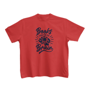 Kids Regular Fit Tshirt - Books Food For Brain Kids Regular Fit Tshirt 180 Red | Fullmoon Styles